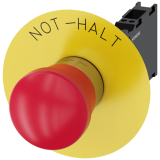Emergency stop mushroom pushbutton, 22 mm, round, metal, high gloss, red, 1 NO + 1 NC