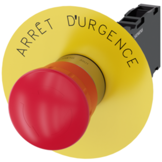 Emergency stop mushroom pushbutton, 22 mm, round, metal, high gloss, red, 1 NO + 1 NC
