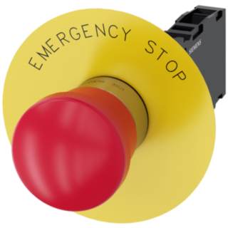 Emergency stop mushroom pushbutton, 22 mm, round, metal, high gloss, red, 1 NO + 1 NC