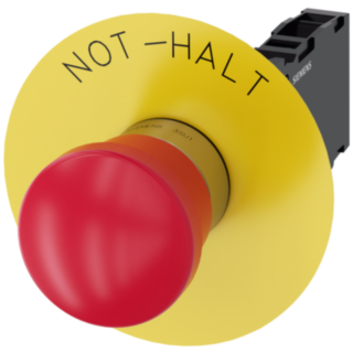 Emergency stop mushroom pushbutton, 22 mm, round, metal, high gloss, red, 1 NO + 1 NC