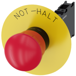 Emergency stop mushroom pushbutton, 22 mm, round, plastic, red, 1 NO + 1 NC