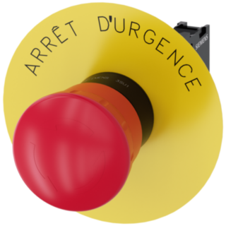 Emergency stop mushroom pushbutton, 22 mm, round, plastic, red, 1 NC