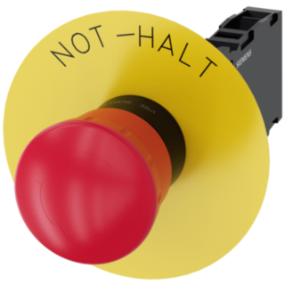 Emergency stop mushroom pushbutton, 22 mm, round, plastic, red, 1 NO + 1 NC