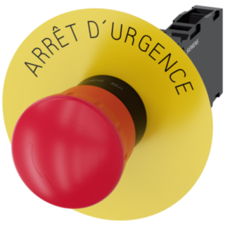 Emergency stop mushroom pushbutton, 22 mm, round, plastic, red, 1 NO + 1 NC