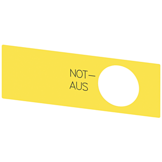 Backing plate for emergency stop mushroom pushbutton, yellow, inscription: Not-Halt