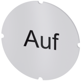 Inscription plate for illuminated pushbutton, round, milky, labeling: Auf