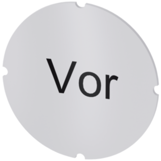 Inscription plate for illuminated pushbutton, round, milky, labeling: Vor