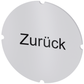 Inscription plate for illuminated pushbutton, round, milky, labeling: Zurück