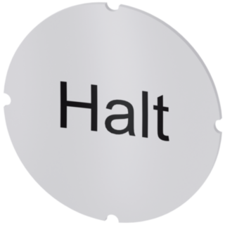 Inscription plate for illuminated pushbutton, round, milky, labeling: Halt