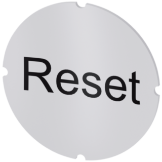 Inscription plate for illuminated pushbutton, round, milky, labeling: Reset