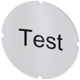 Inscription plate for illuminated pushbutton, round, milky, labeling: Test