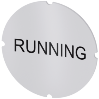 Inscription plate for illuminated pushbutton, round, milky, labeling: Running