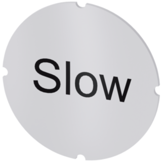 Inscription plate for illuminated pushbutton, round, milky, labeling: Slow