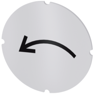 Inscription plate for illuminated pushbutton, round, milky, icon: Rotational movement left