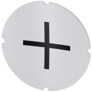 Inscription plate for illuminated pushbutton, round, milky, icon: increase, plus
