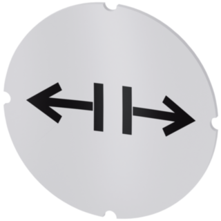 Inscription plate for illuminated pushbutton, round, milky, icon: unlatch