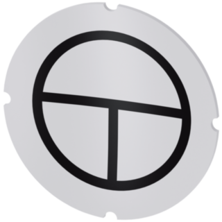 Inscription plate for illuminated pushbutton, round, milky, icon: On/Off momentary contact