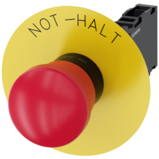Emergency stop mushroom pushbutton, 22 mm, round, plastic, red, 1 NO + 1 NC