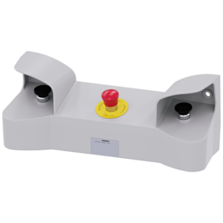 Two-hand operation console for command devices, 22 mm, round