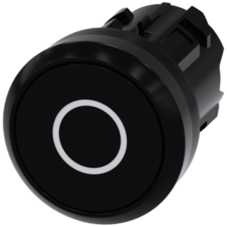 Pushbutton, 22 mm, round, plastic, black, labeling: O, button