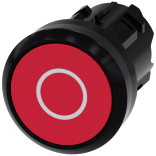 Pushbutton, 22 mm, round, plastic, red, labeling: O, button