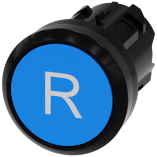 Pushbutton, 22 mm, round, plastic, blue, labeling: R, button