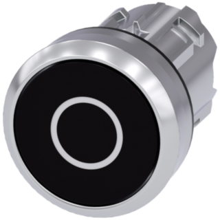 Pushbutton, 22 mm, round, metal, high gloss, black, labeling: O, button