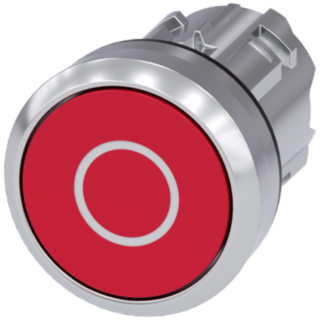 Pushbutton, 22 mm, round, metal, high gloss, red, labeling: O, button