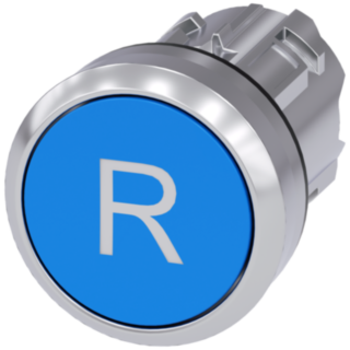 Pushbutton, 22 mm, round, metal, high gloss, blue, labeling: R, button
