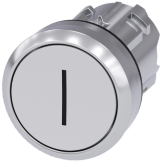 Pushbutton, 22 mm, round, metal, high gloss, white, labeling: I, button