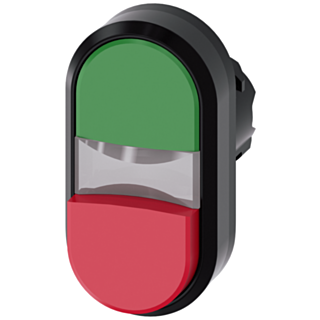 Twin pushbutton, 22 mm, round, plastic, green, red