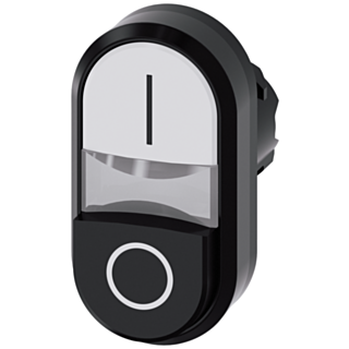 Twin pushbutton, 22 mm, round, plastic, white: I, black: O