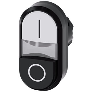 Twin pushbutton, illuminated, 22 mm, round, plastic, white: I, black: O