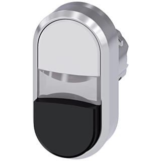 Twin pushbutton, 22 mm, round, metal, high gloss, white, black