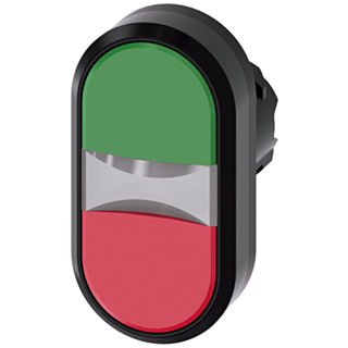 Twin pushbutton, 22 mm, round, plastic, green, red