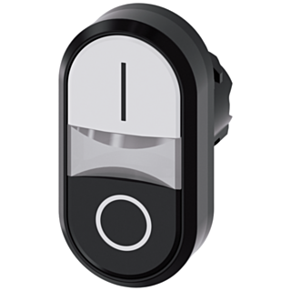 Twin pushbutton, 22 mm, round, plastic, white: I, black: O