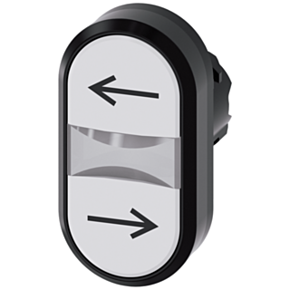 Twin pushbutton, 22 mm, round, plastic, white: arrow left, white: arrow right