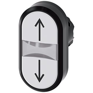 Twin pushbutton, 22 mm, round, plastic, white: arrow top, white: arrow bottom