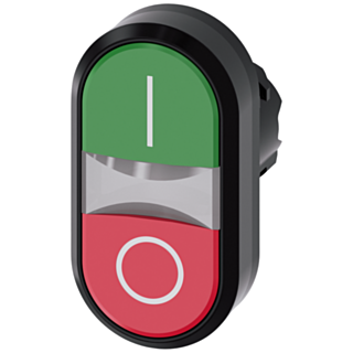 Twin pushbutton, illuminated, 22 mm, round, plastic, green: I, red: O