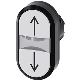 Twin pushbutton, illuminated, 22 mm, round, plastic, white: arrow top/bottom