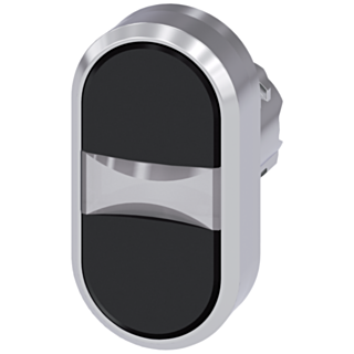 Twin pushbutton, 22 mm, round, metal, high gloss, black, black