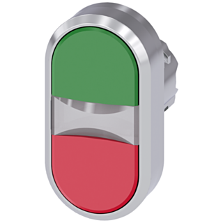 Twin pushbutton, 22 mm, round, metal, high gloss, green, red