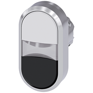 Twin pushbutton, 22 mm, round, metal, high gloss, white, black