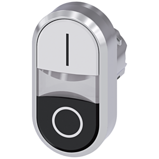 Twin pushbutton, 22 mm, round, metal, high gloss, white: I, black: O