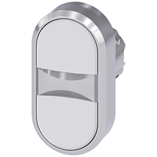 Twin pushbutton, 22 mm, round, metal, high gloss, white, white
