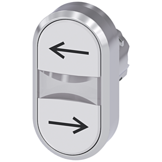 Twin pushbutton, 22 mm, round, metal, high gloss, white: left, white: right
