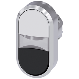 Twin pushbutton, illuminated, 22 mm, round, metal, high gloss, white, black