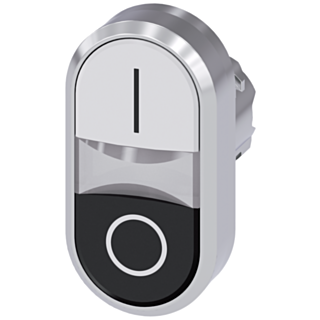 Twin pushbutton, illum., 22 mm, round, metal, high gloss, white: I, black: O