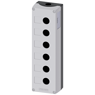 Enclosure for command devices, 22 mm, round, metal, gray, 6 command points