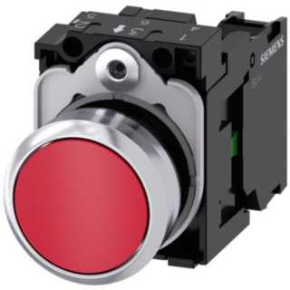 Pushbutton, 22 mm, round, metal, high gloss, red, button, 1 NO